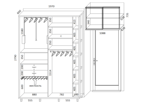 Стильна шафа купе для спальні